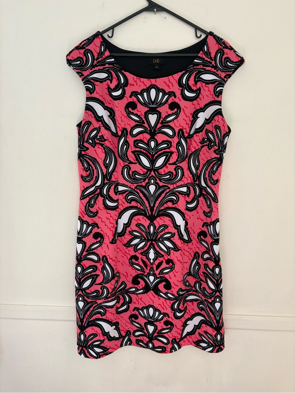 ILE Women’s RedBlack &White Shift Dress-Sleeveless Sz 14